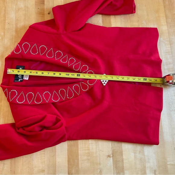 BMJ Studio Red Rhinestone Embellished Evening Jacket 16W w/ Removable Dickey - Picture 15 of 16
